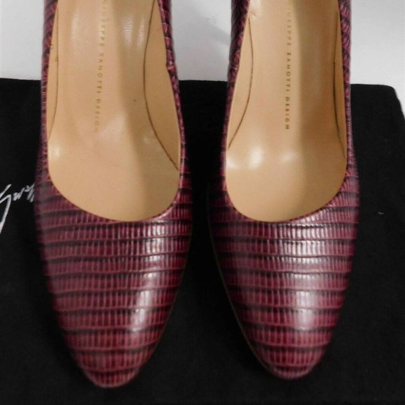 New Giuseppe Zanotti Burgundy‎ Genuine Reptile Pumps $900rt 37.5 - Picture 3 of 6